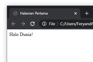 HTML tampil di Chrome